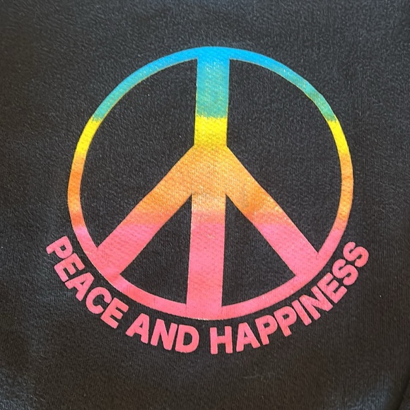 Black Matching Sweatsuit.  Peace, Love & Happiness Girls Size Medium GUC - Picture 3 of 9